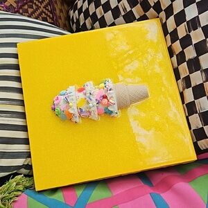 Yellow Glitter 3-scoop Ice Cream Wall Art 🎨 OOAK, Handmade